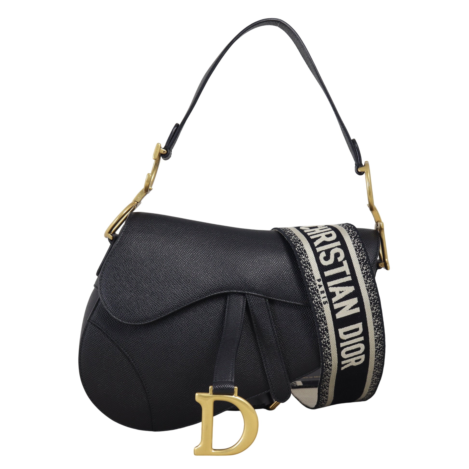 Dior Crossbody Bag Saddle Bag with Strap 10 Black Embroidered Shoulder Bag
