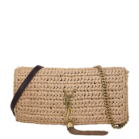 YSL Saint Laurent Kate Tassel Bag Raffia Chain Travel Bag