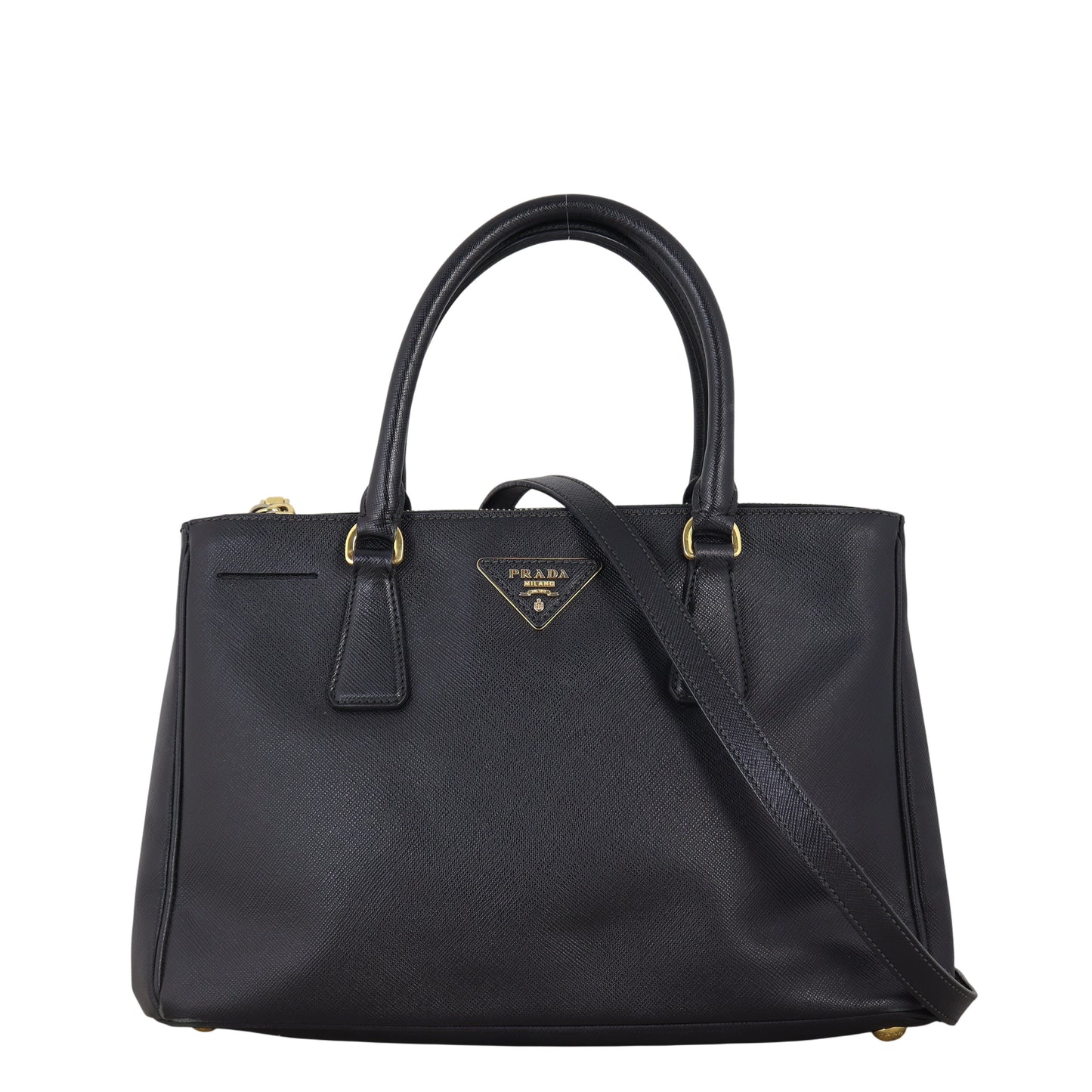 Prada Saffiano Lux Galleria Double Zip Tote Handbag Small Tote Bag