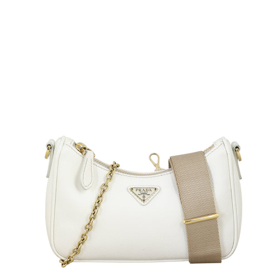 Prada Crossbody Bag Re-Edition Shoulder Bag 2 Saffiano White Mini