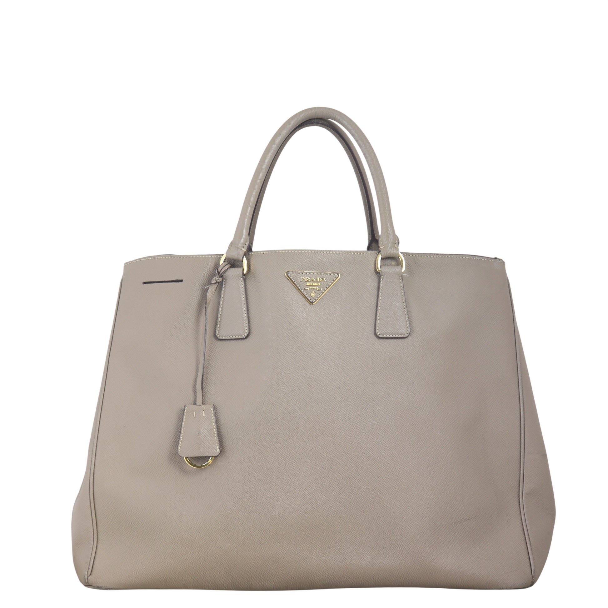 Prada Tote Bag Lux Galleria Double Tote Extra 2 Saffiano Brown Gray