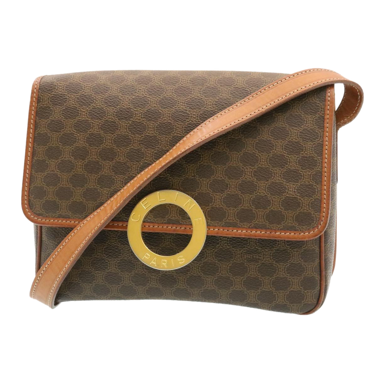 Luxury Macadam Circle Shoulder Bag Canvas Brown