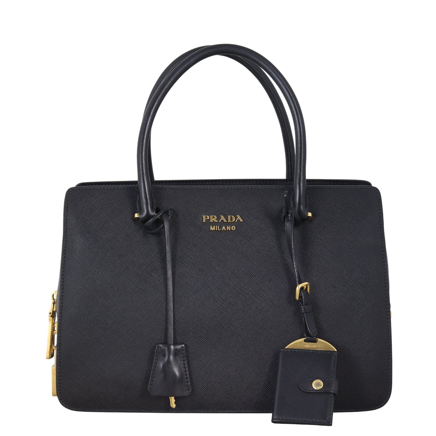 Prada Tote Bag City Calf Tote Saffiano Black