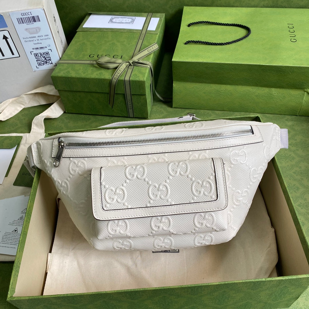 gg Embossed Belt gg Embossed White Accessory