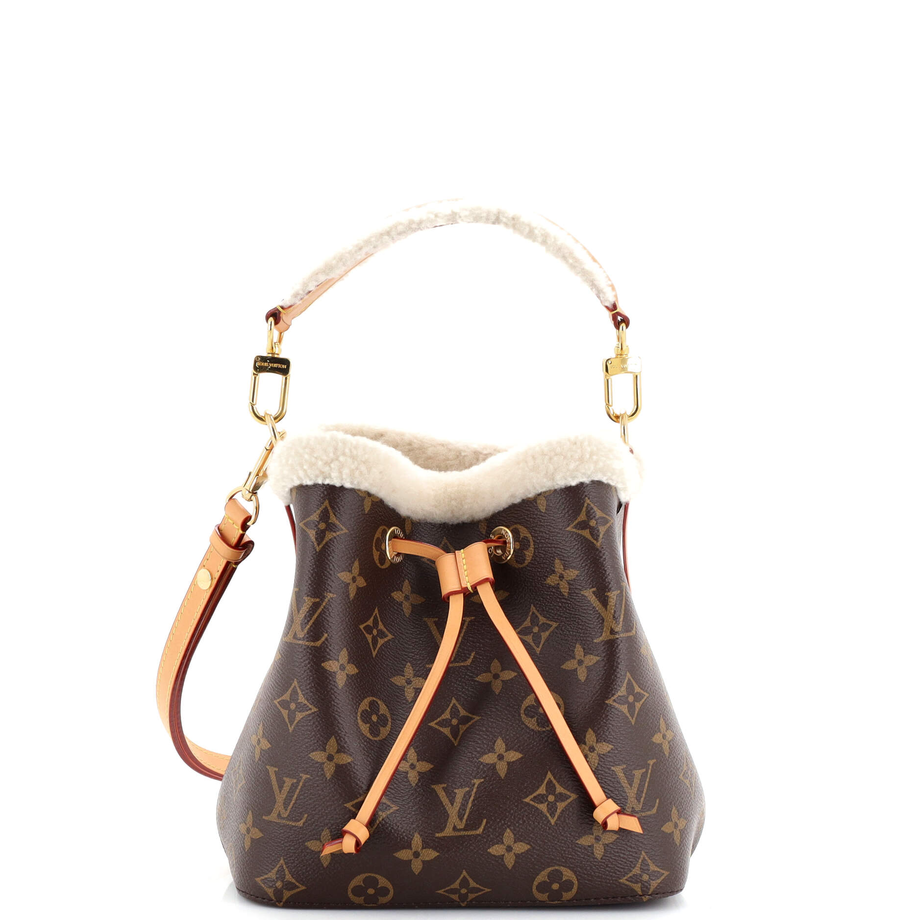 Louis Vuitton Neonoe Handbag With Shearling Bb Canvas Monogram Bucket Bag