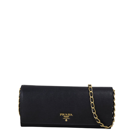 Prada Handbag Move Wallet on Vitello Black Chain