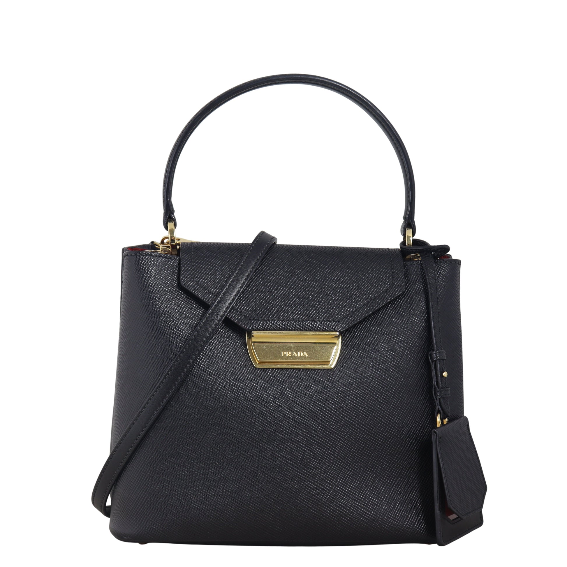 Prada Crossbody Bag Cuir Ingrid Bag Saffiano Black Top Handle Shoulder Bag