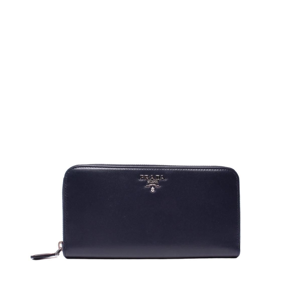 Prada Handbag Around Wallet Leather Saffiano Black