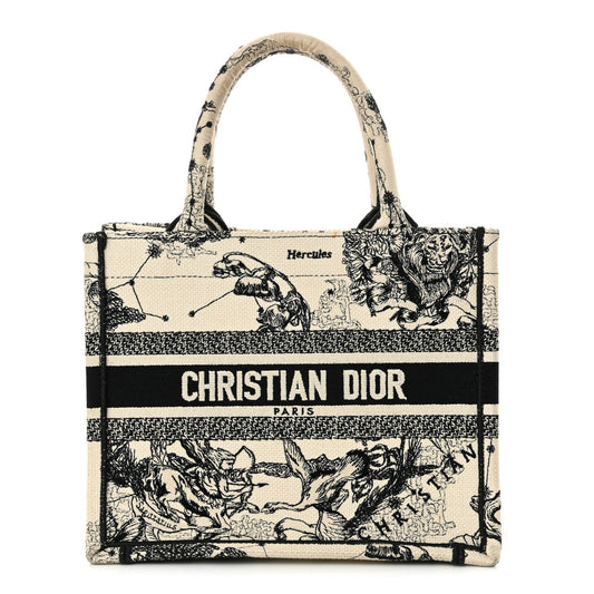 Dior Handbag Christian Zodiac Toile De Jouy Book Tote Canvas Small Embroidered Tote Bag
