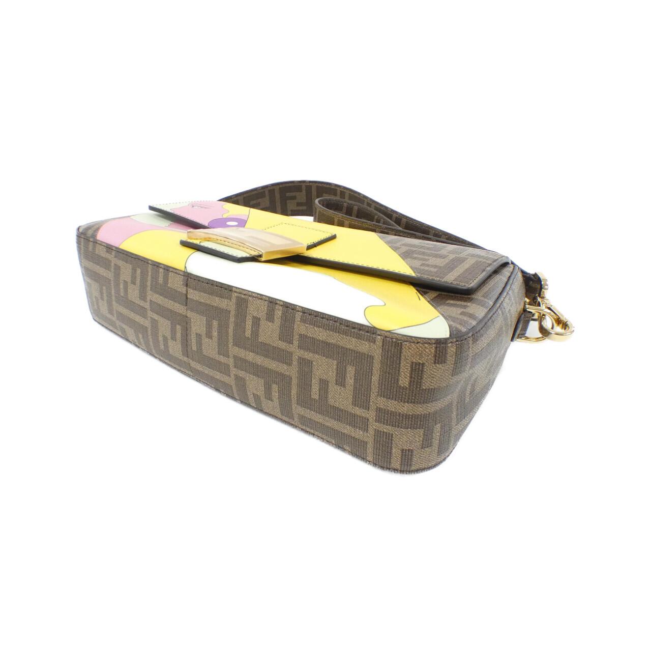 Fendi Baguette Coated Shoulder Bag Leather Canvas