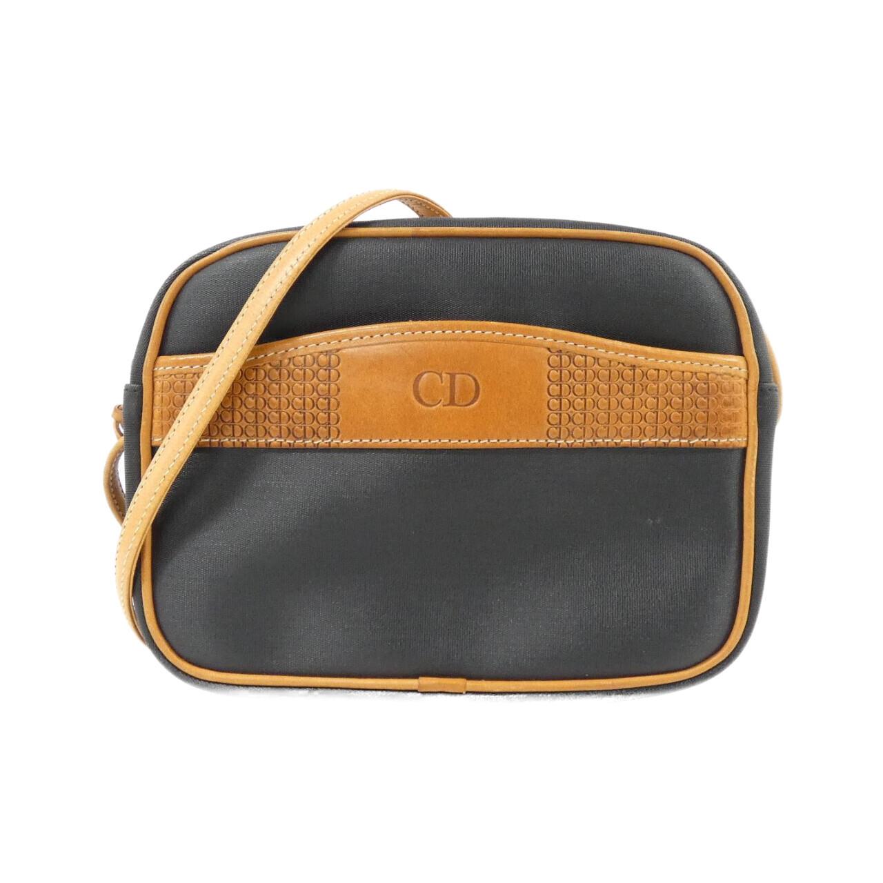 Dior Christian Coated Shoulder Bag Leather Canvas