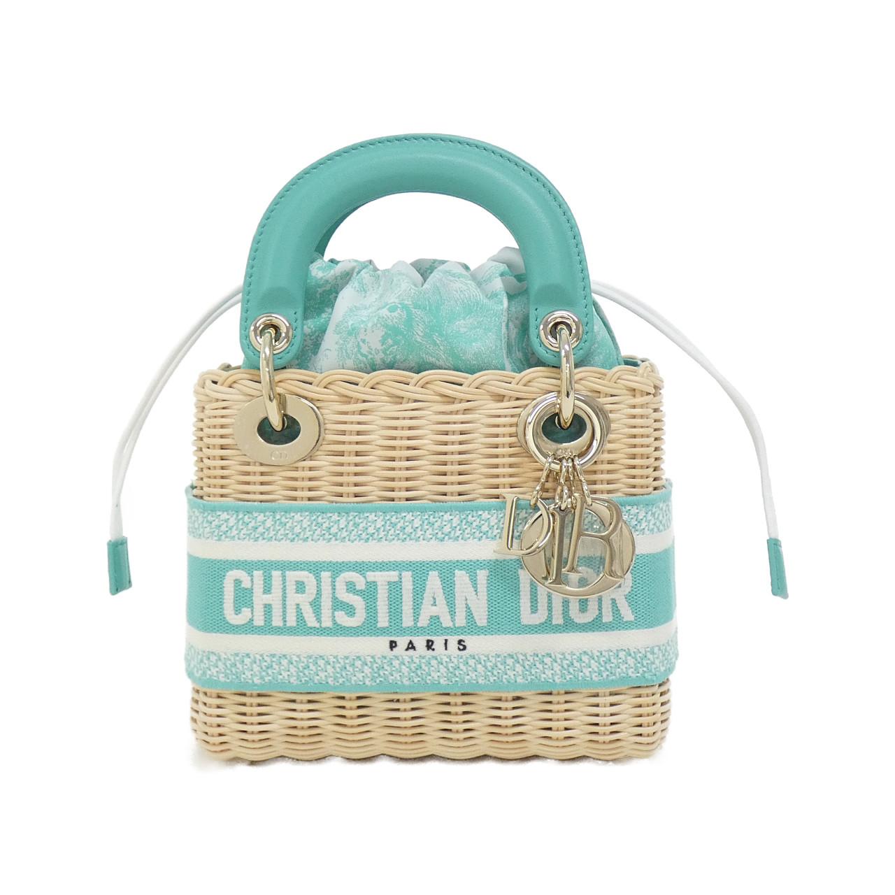 Dior Christian Lady Bag Canvas Wicker Travel Bag