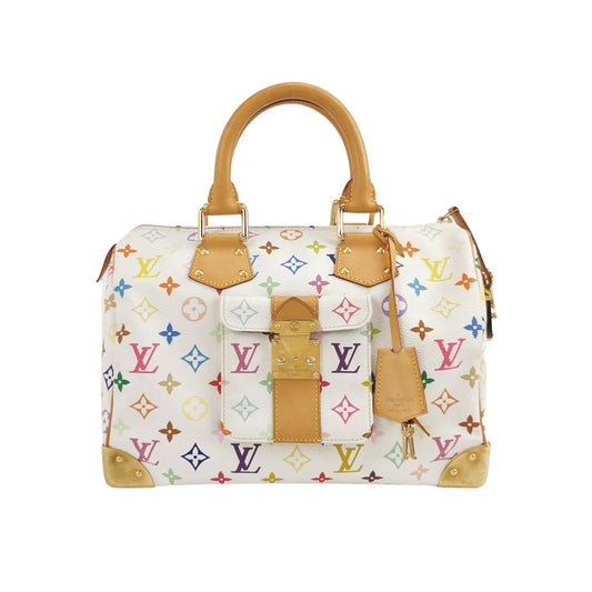 Louis Vuitton x Takashi Murakami Speedy 30 Lock Multicolor White Handbag Multicolor 7