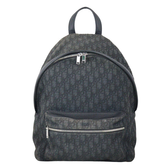 Dior Shoulder Bag Rider Backpack Oblique Canvas Black Blue