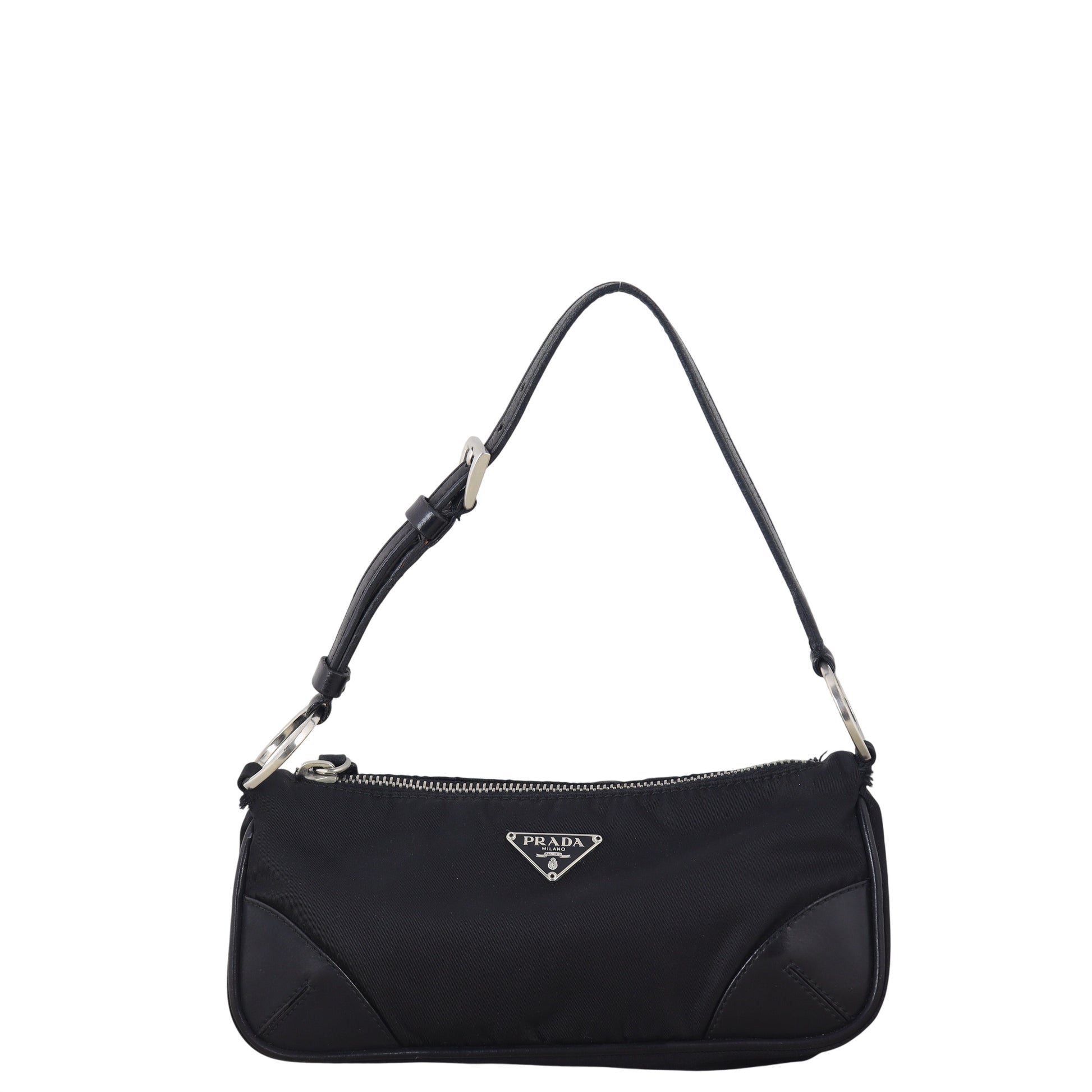 Prada Shoulder Bag Tessuto Canvas Black Mini