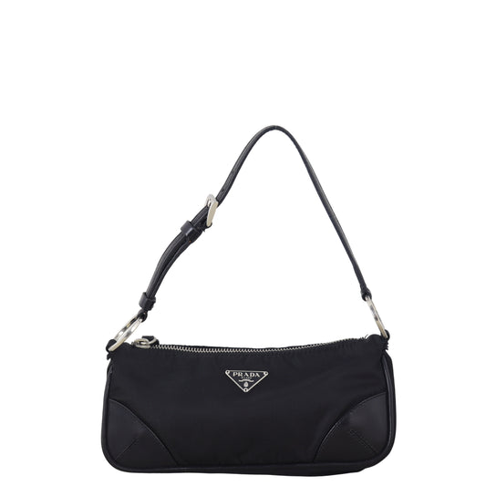 Prada Shoulder Bag Tessuto Canvas Black Mini