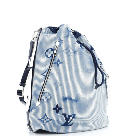 Louis Vuitton Sac Marin Bag Limited Edition Watercolor Stripes Denim Monogram Backpack