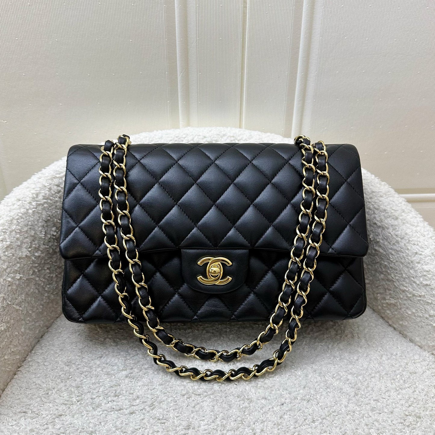 Chanel Medium Classic Flap CF in Black Lambskin and GHW (Model: ) Accessory