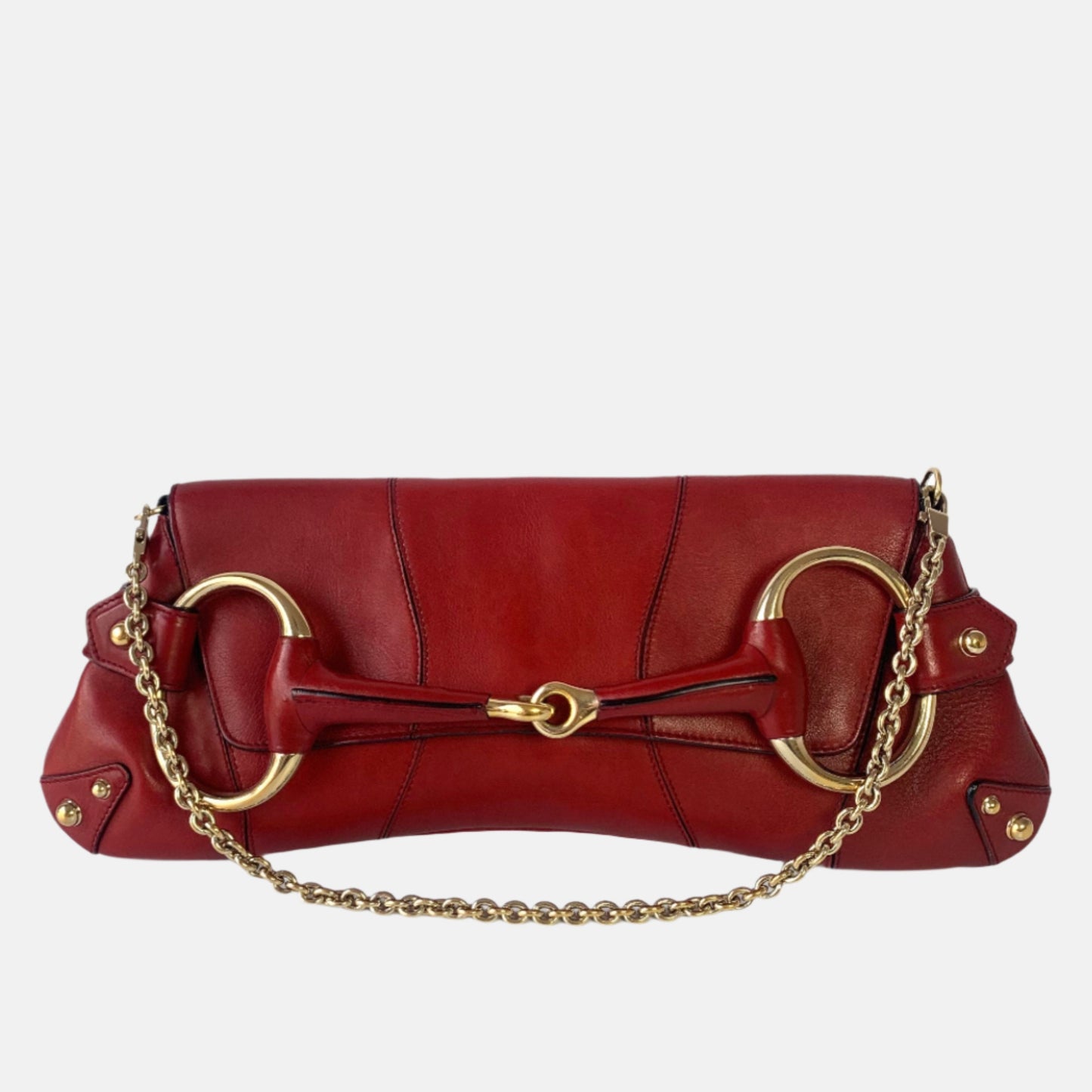 Gucci Horsebit Shoulder Bag Leather Red