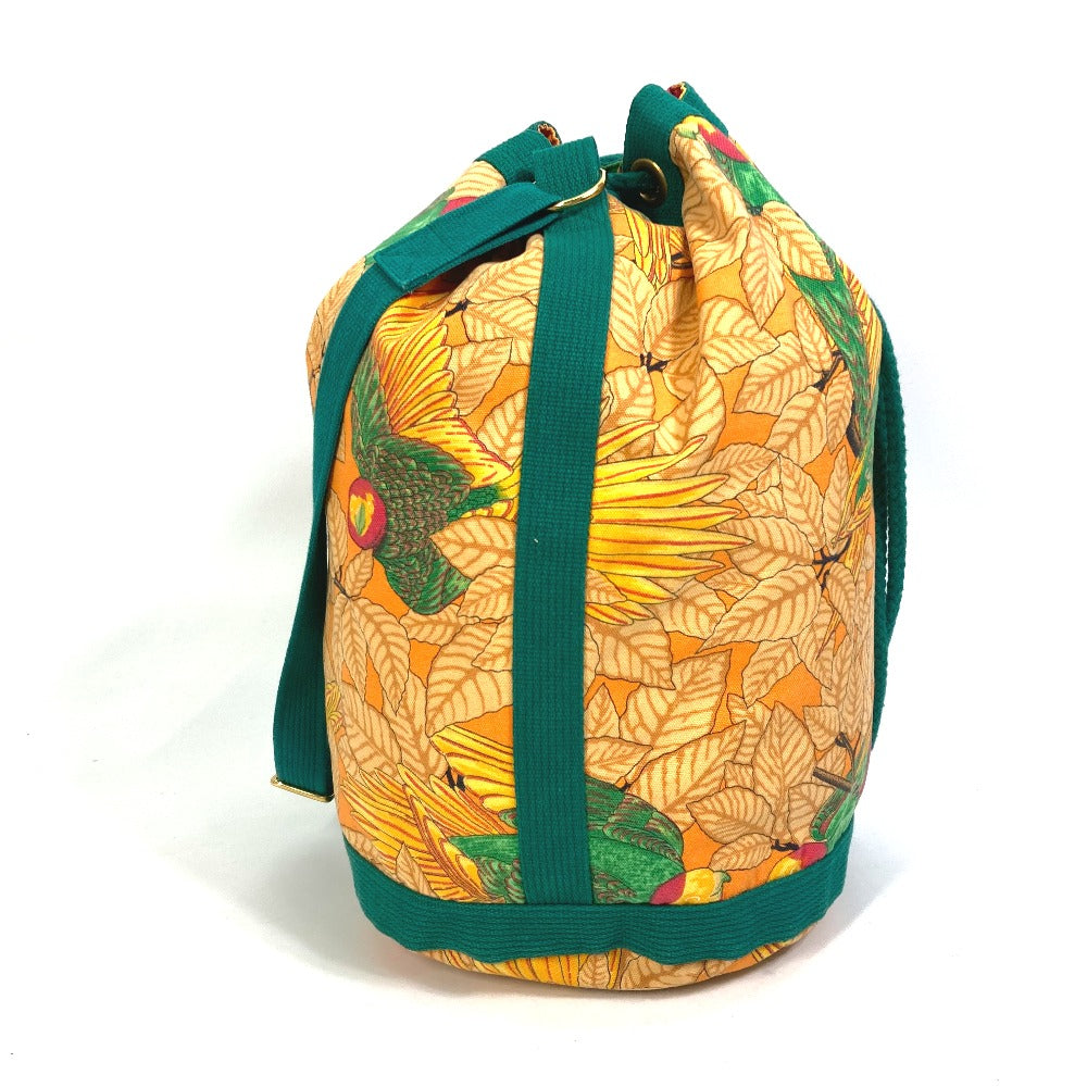 Hermes Shoulder Bag Bird Pattern Purse Women Canvas Green