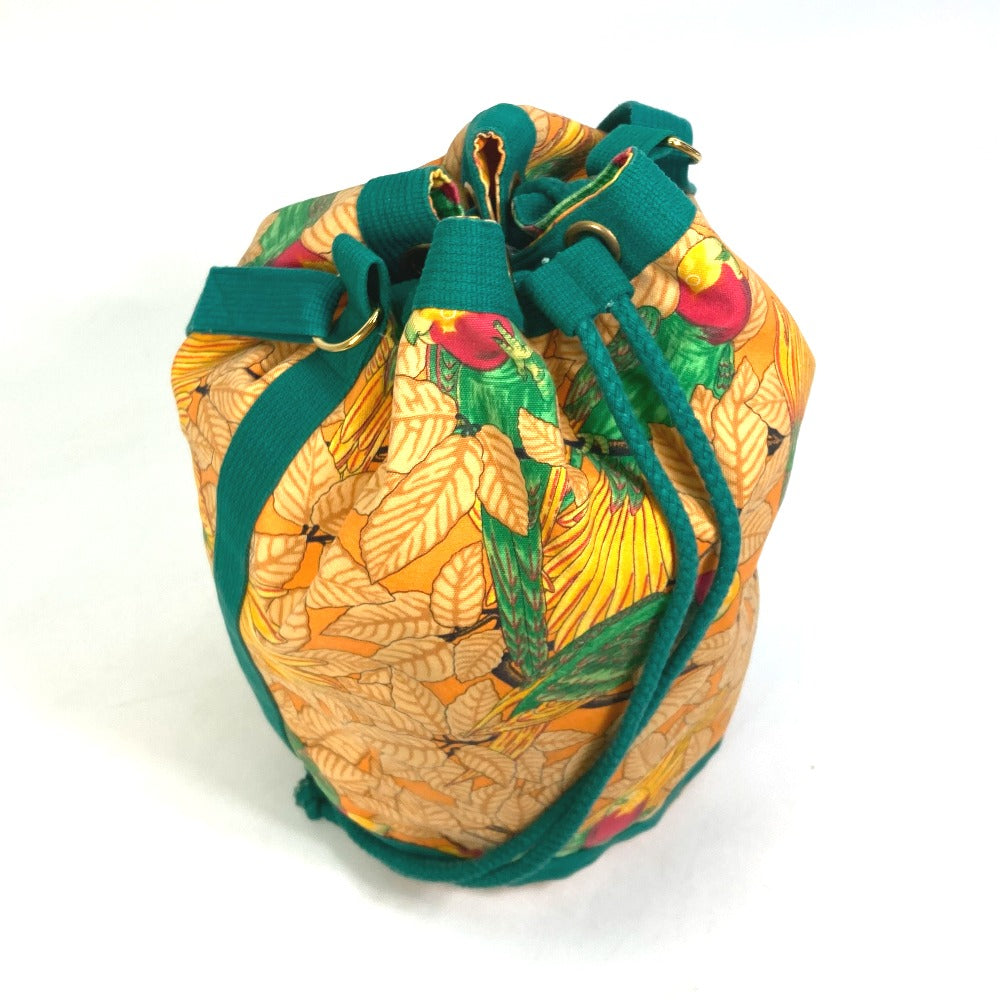 Hermes Shoulder Bag Bird Pattern Purse Women Canvas Green