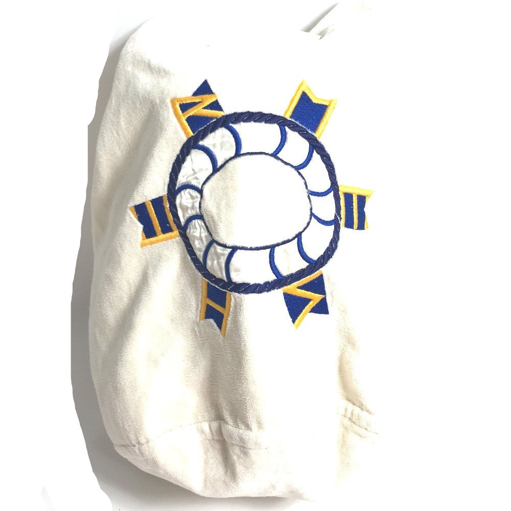 Shoulder Bag Cotton Marine Pattern Purse Women White