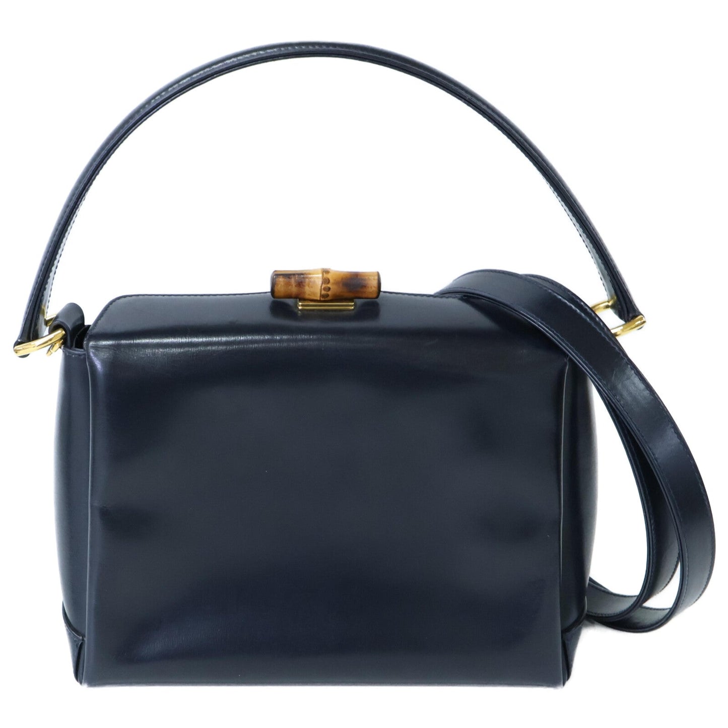 Gucci Bamboo Turn Lock 2Way Shoulder Bag Leather