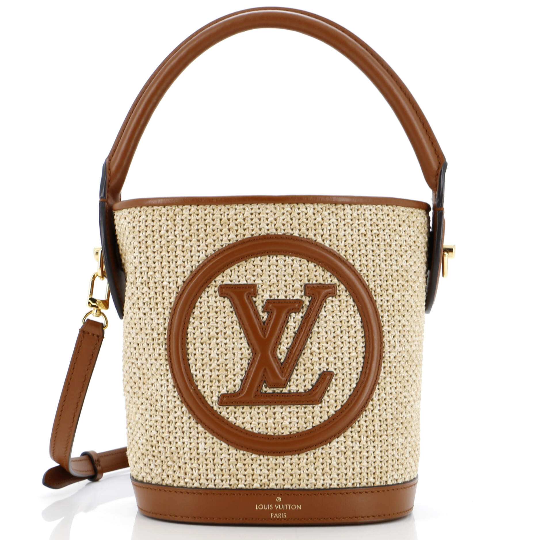 Louis Vuitton Petit Nm Bag With Leather Raffia Bucket Bag Leather 278669136