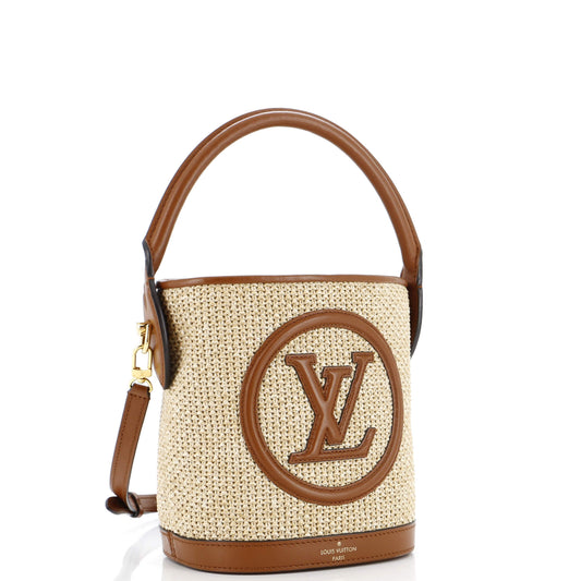 Louis Vuitton Petit Nm Bag With Leather Raffia Bucket Bag Leather 278669136