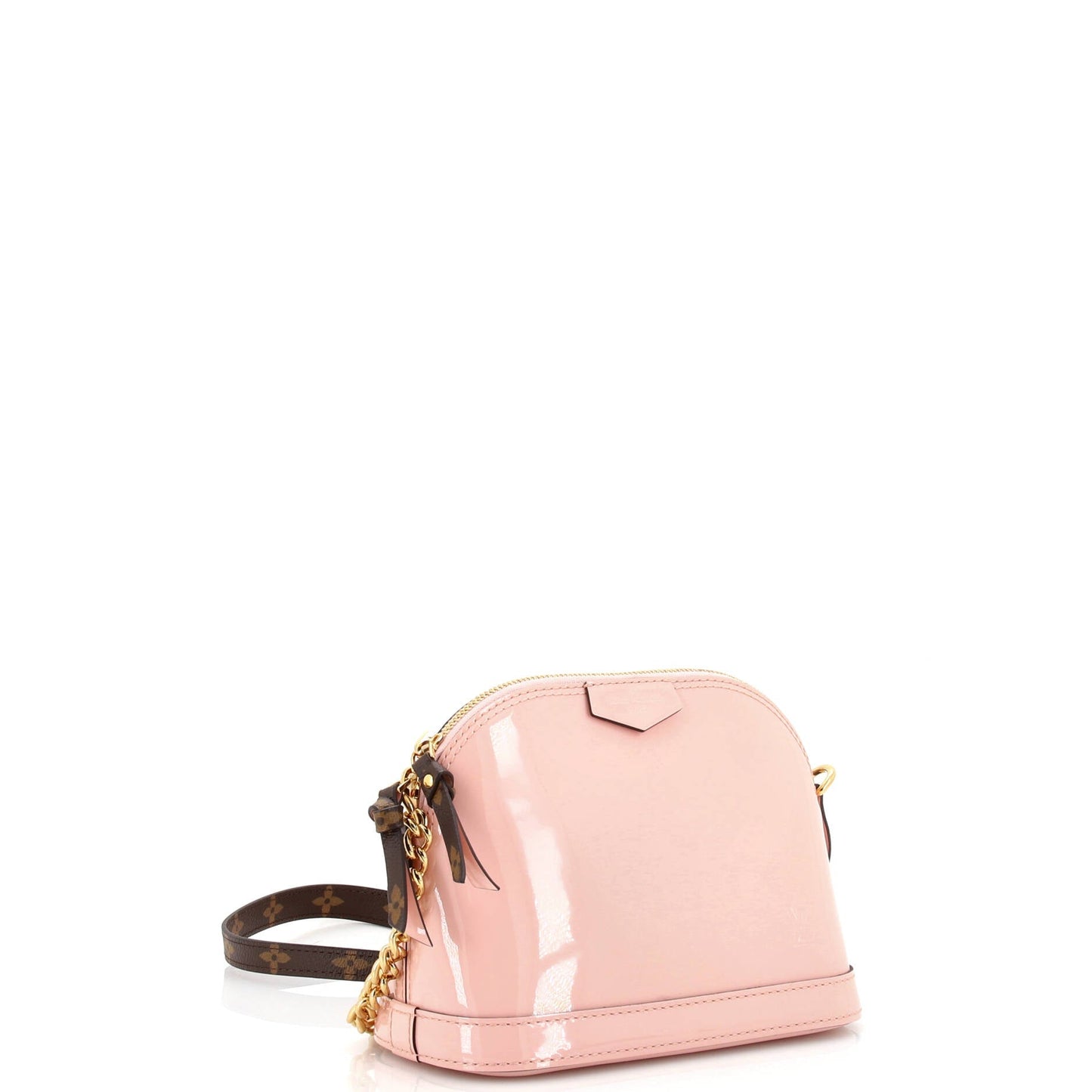 Louis Vuitton Alma Chain Handbag Vernis With Canvas Monogram Shoulder Bag