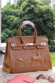 Hermes Luxury Birkin Horse Togo Cm Handbag Leather Brown Travel Bag