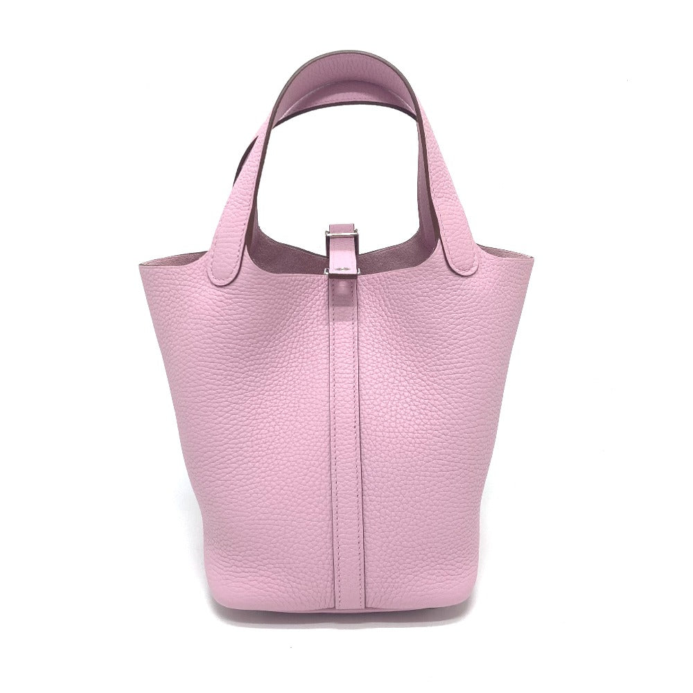 Hermes Handbag Taurillon Clemence Picotan Lock Pm Pink Travel Bag