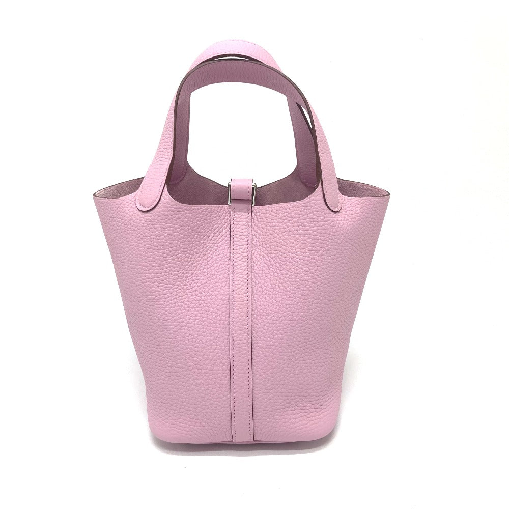 Hermes Handbag Taurillon Clemence Picotan Lock Pm Pink Travel Bag