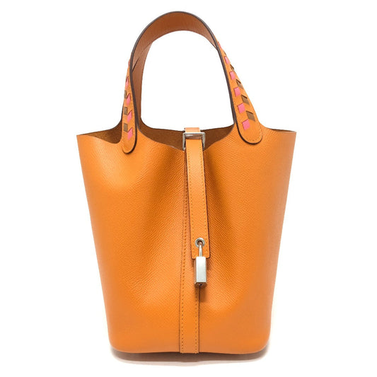 Hermes Handbag Epsom Picotan Lock Pm Tresage Orange Travel Bag