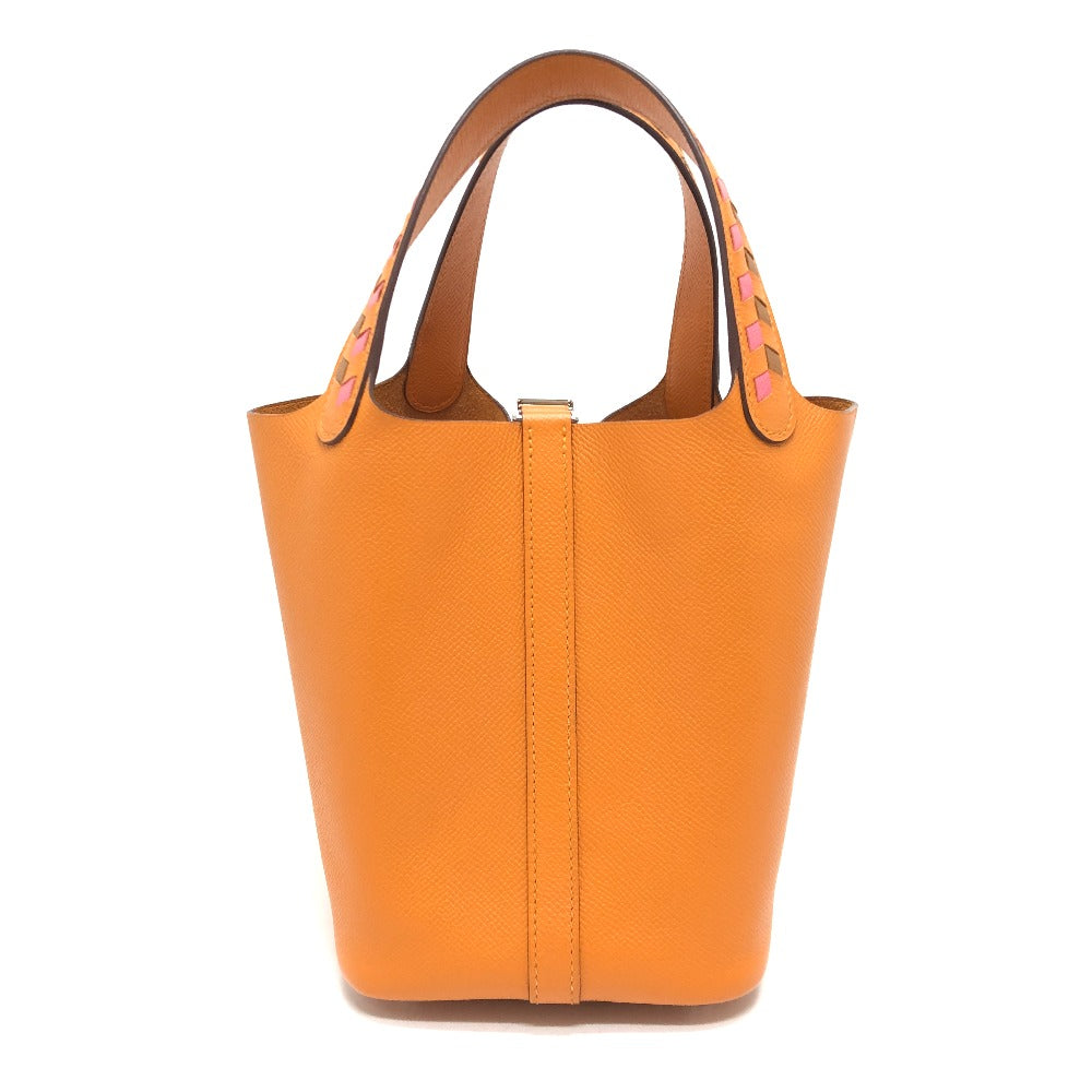 Hermes Handbag Epsom Picotan Lock Pm Tresage Orange Travel Bag