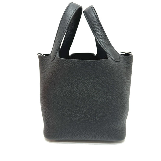 Hermes Handbag Taurillon Clemence Picotan Lock Pm Women Black Travel Bag