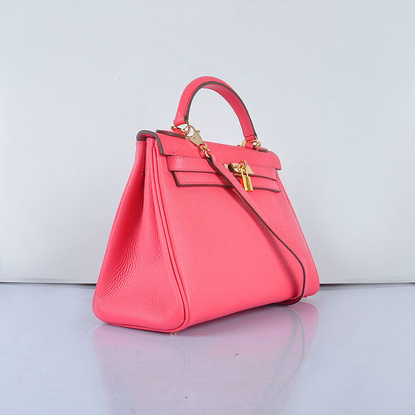 Hermes Luxury Kelly Cm Togo Handbag Lip Golden Leather Pink Travel Bag