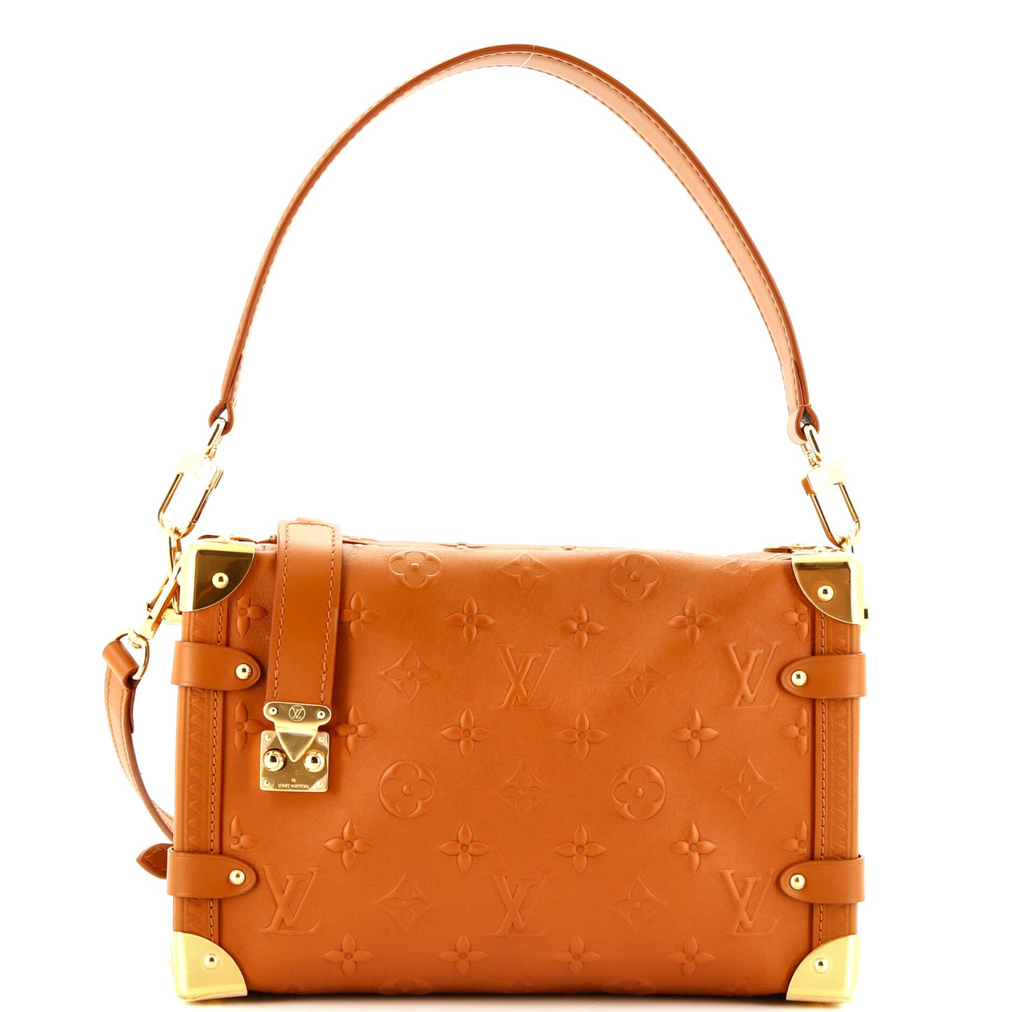 Louis Vuitton Side Trunk Handbag Debossed Pm Leather Monogram Shoulder Bag