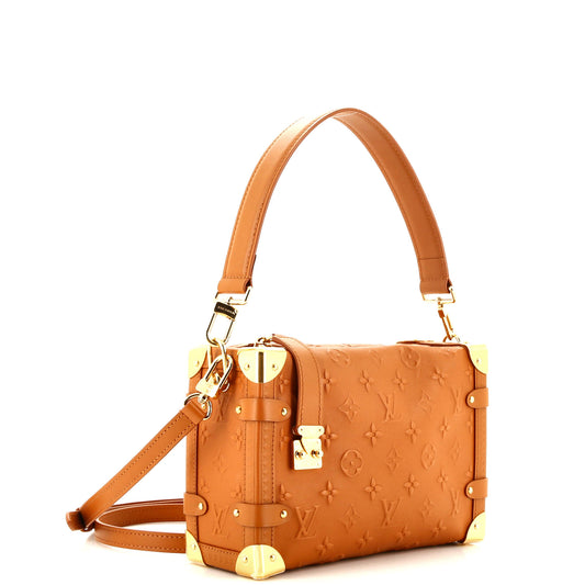 Louis Vuitton Side Trunk Handbag Debossed Pm Leather Monogram Shoulder Bag