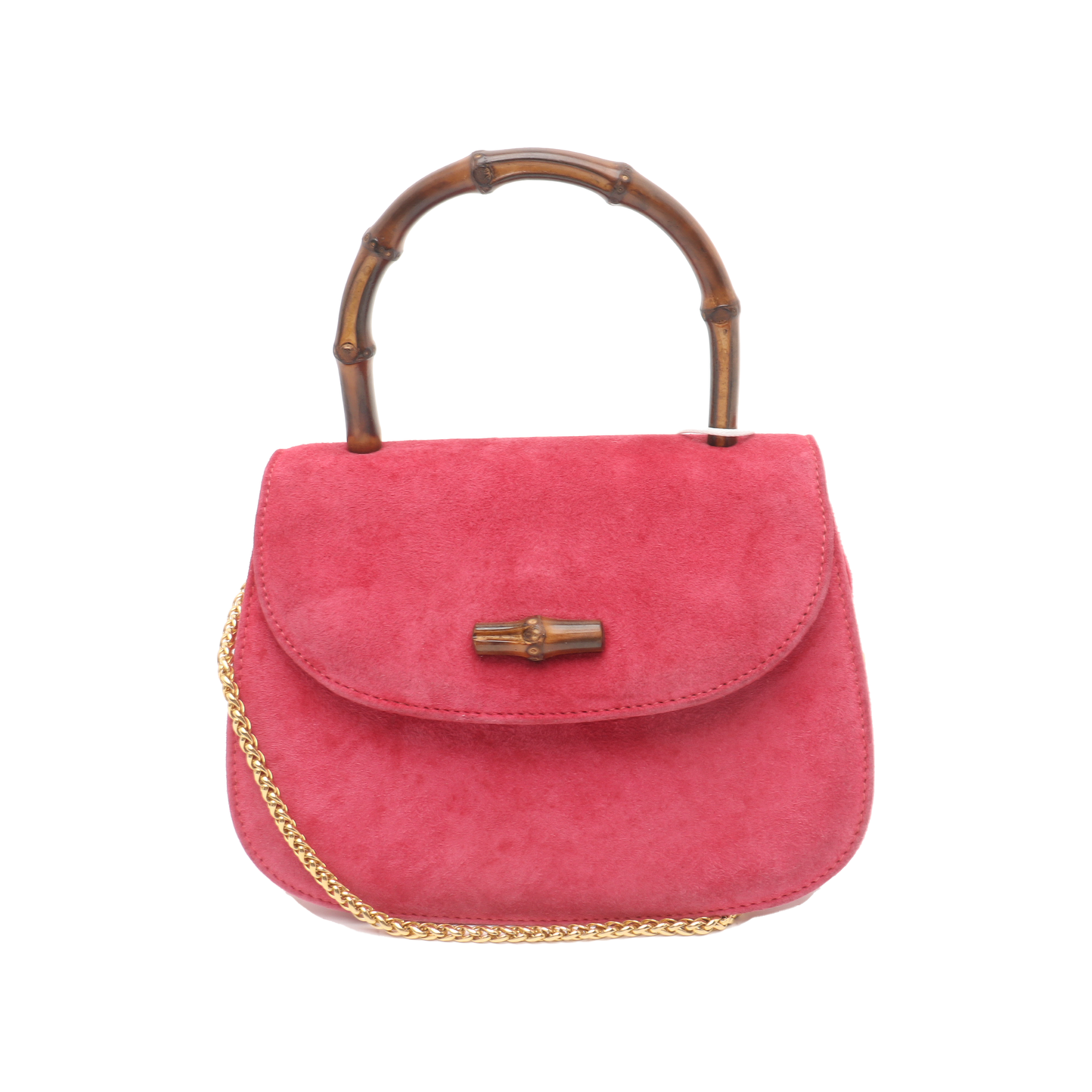 Gucci Bamboo Night Super Evening Suede Pink Mini Chain Travel Bag