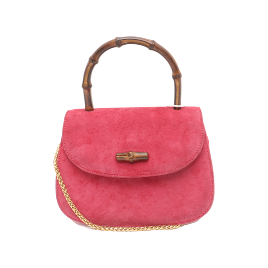 Gucci Bamboo Night Super Evening Suede Pink Mini Chain Travel Bag