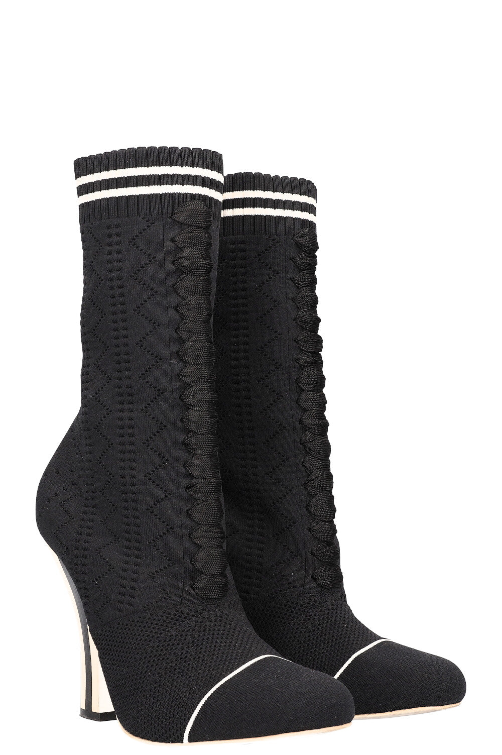 Fendi Heels Boots Stretch Fabric Black Shoes