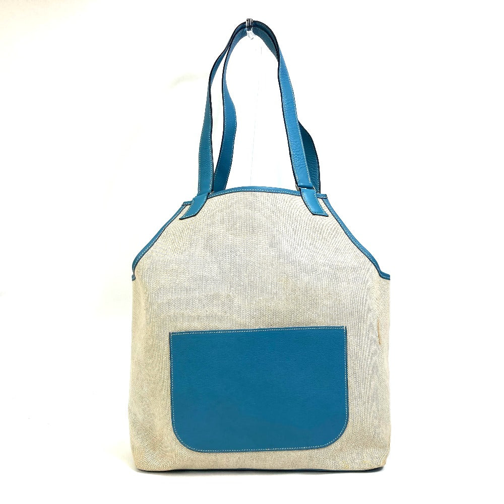 Tote Bag Toile Ash Taurillon Clemence Shoulder Blue Shoulder Bag
