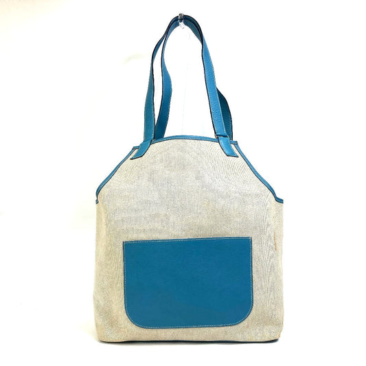 Hermes Tote Bag Toile Ash Taurillon Clemence Shoulder Bag Blue