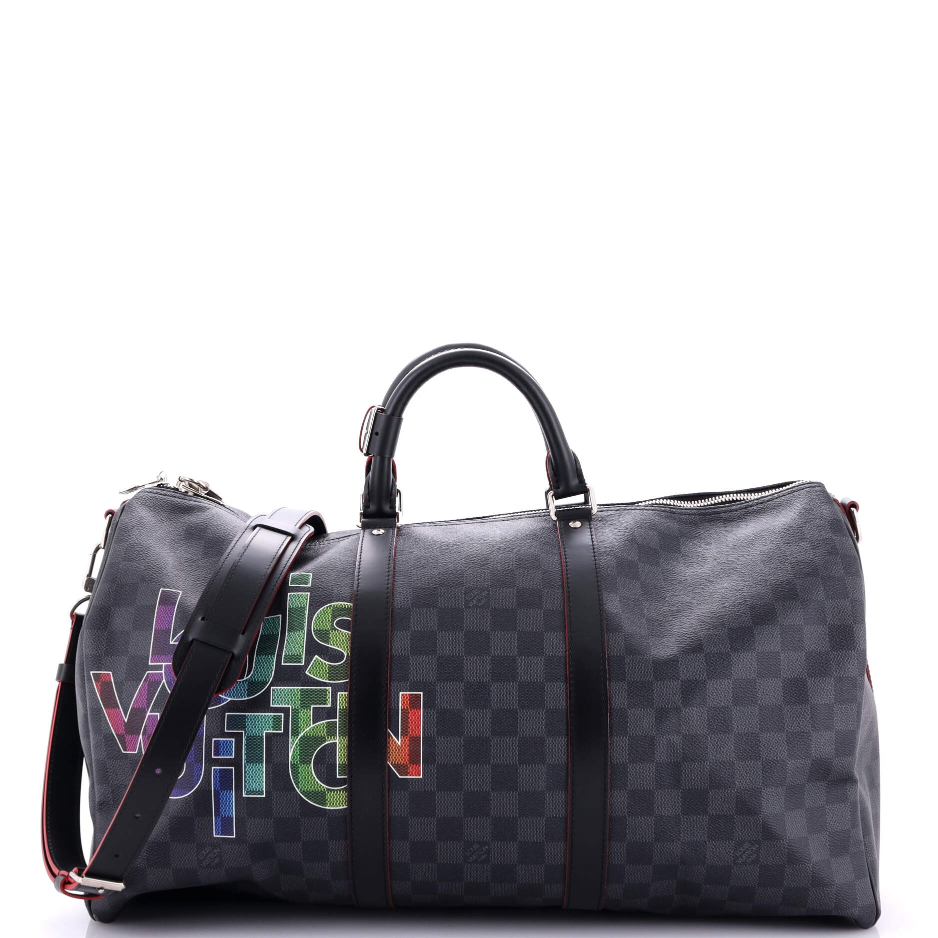 Louis Vuitton Keepall Bandouliere Bag Limited Edition Interlinked Damier Logo Travel Bag