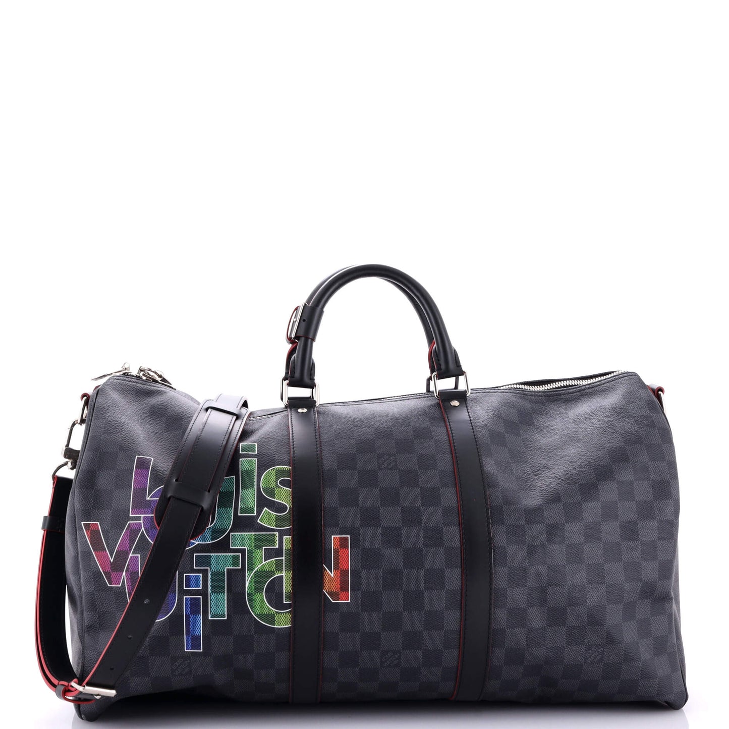 Louis Vuitton Keepall Bandouliere Bag Limited Edition Interlinked Damier Logo Travel Bag
