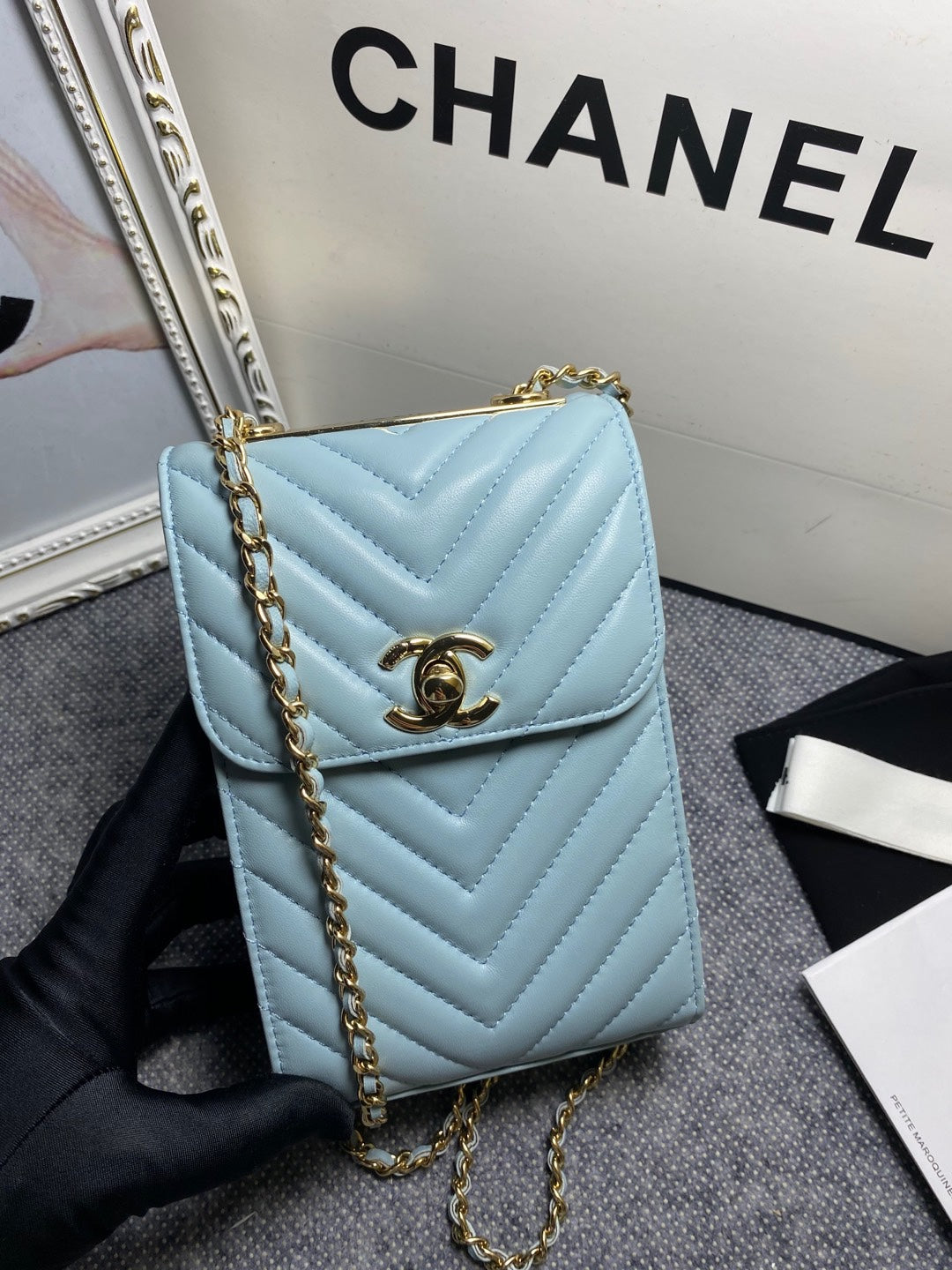 CHL Chevron Trendy CHL Phone Blue Handbag Wombeaunoirrbeaunoirr 18Cm7In
