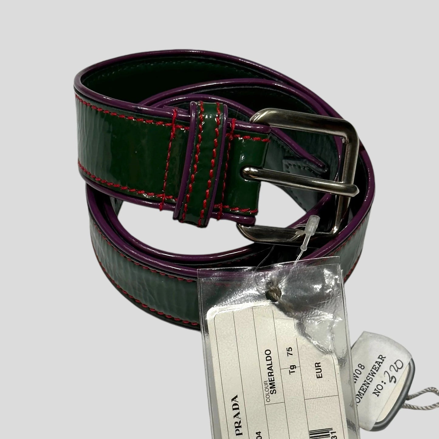 Prada Handbag Vernice Buckle Belt - S Leather Patent