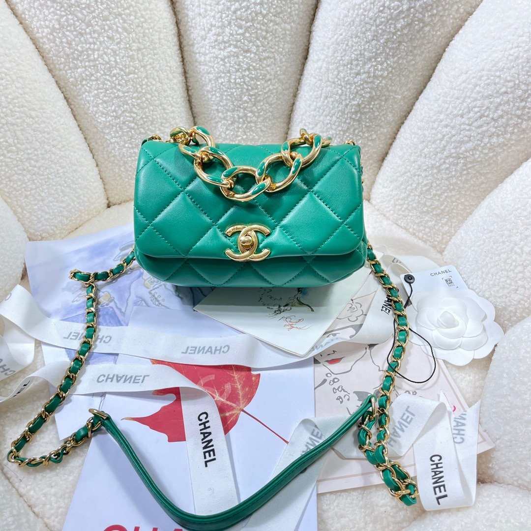 Chlmini Top Qualityap Bag Hardware For Women Green Gold Shoulder Bag