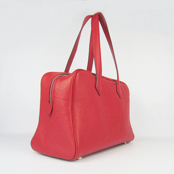 Hermes Luxury Togo Handbag Leather Red Travel Bag